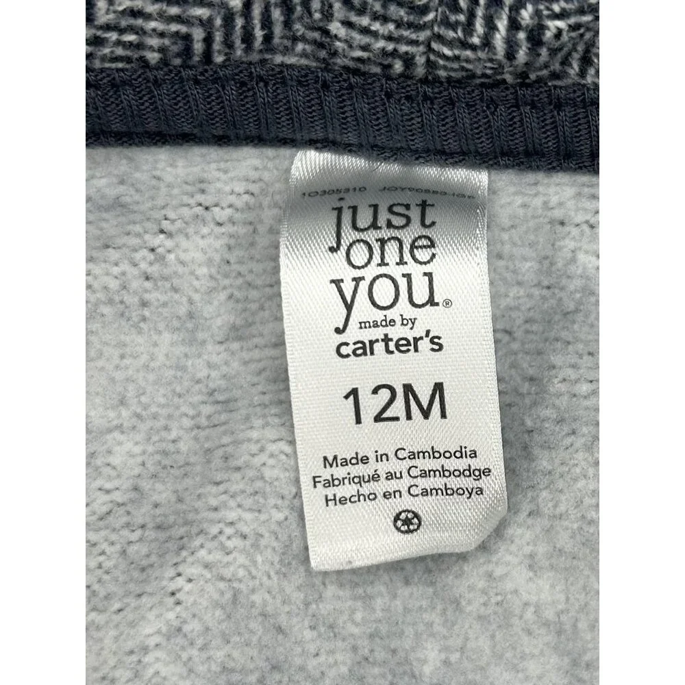 Carters Cardigan Sweater Baby 12M Gray Herringbone Button Jacket Boys Old Money‎
